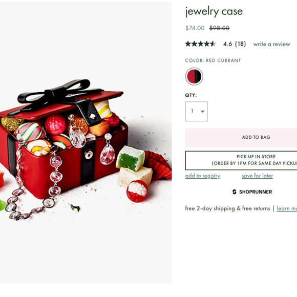 Kate Spade red present gift box Jewelry Case bag - Picture 7 of 8